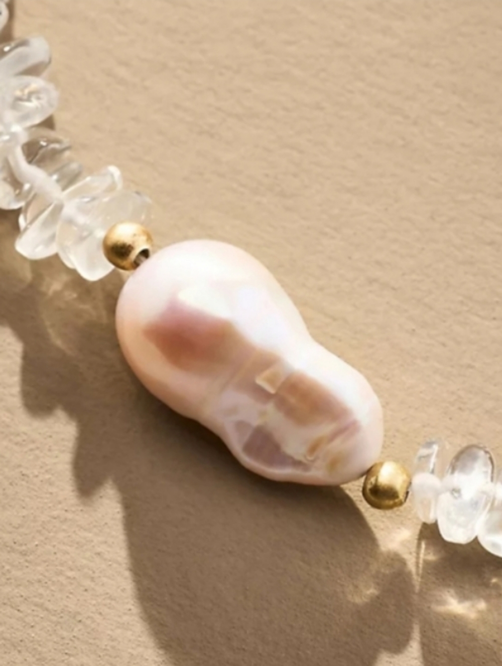 Anthropologie Rock Crystal Pearl Necklace